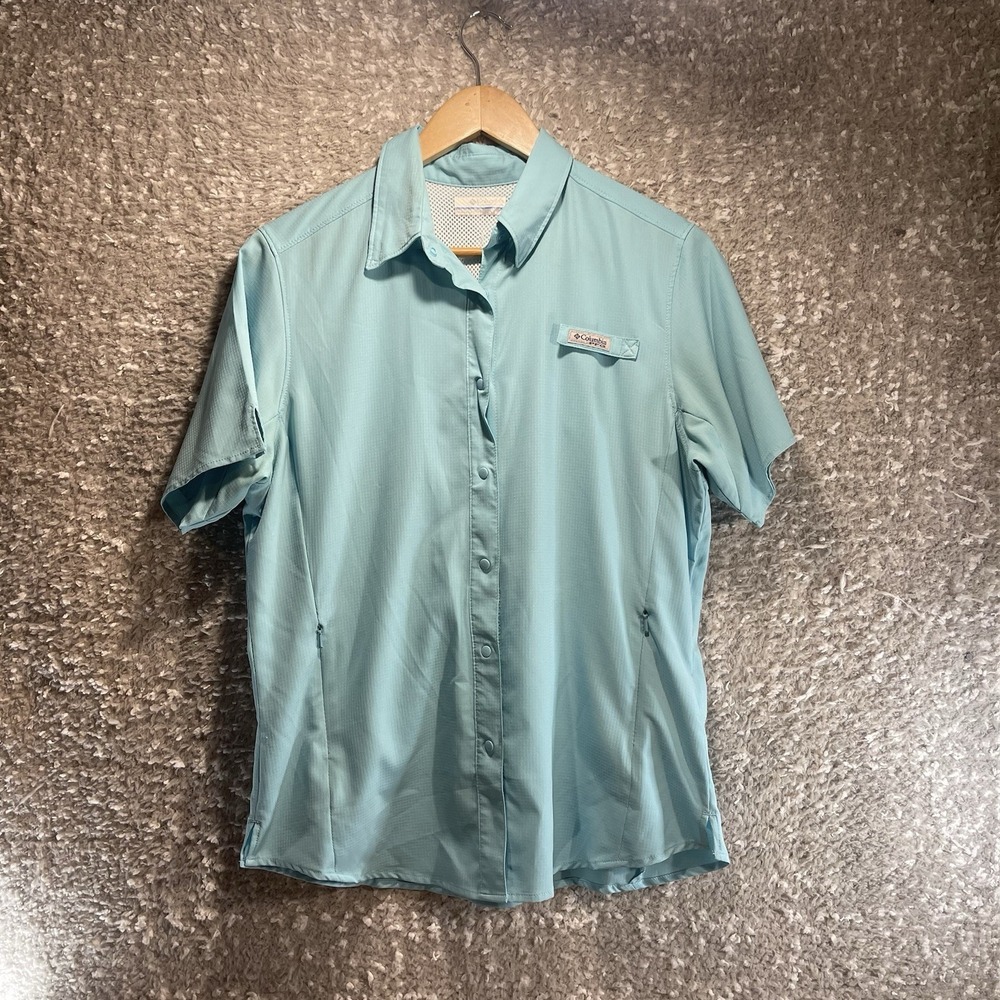 Columbia PFG Performance Omni-Shade Snap Front Short Sleeve Polyester Outdoor M